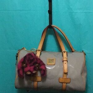 Dooney & Bourke Grey Pattern Leather Satchel Cross Body Barrel